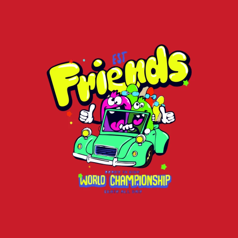 Freunde im Auto bei der Weltmeisterschaft Herren Pullover Hoodie