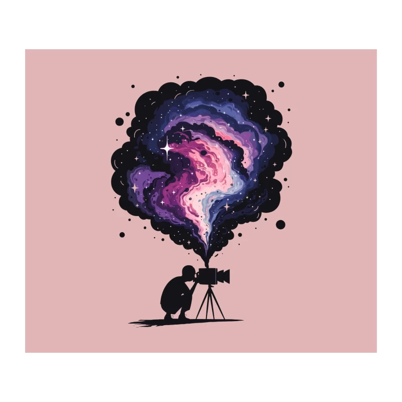Cosmic Stargazing Through Telescope: Galaxy and Nebula Silhouette Art Tapestry