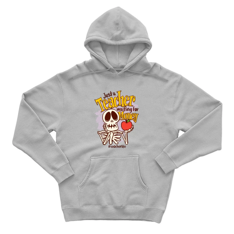 Lehrer-Skelett mit Apfel wartet auf Gehalt Herren Pullover Hoodie