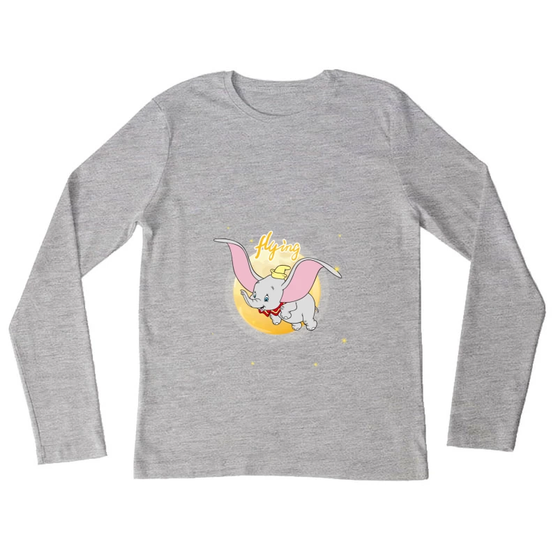 Fliegender Elefant im Mondlicht Damen Langarm T-Shirt