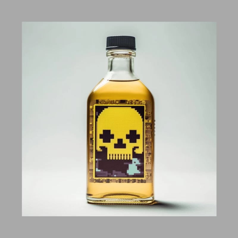 Pixel Art Skull Liquor Bottle with Retro Gaming Design Male Pullover Hoodie