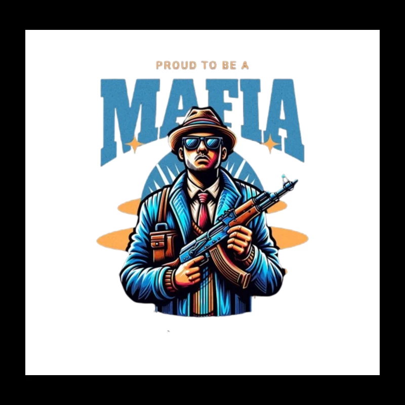 Vintage-Style Mafia Gangster Illustration with Weapon Throw Pillow