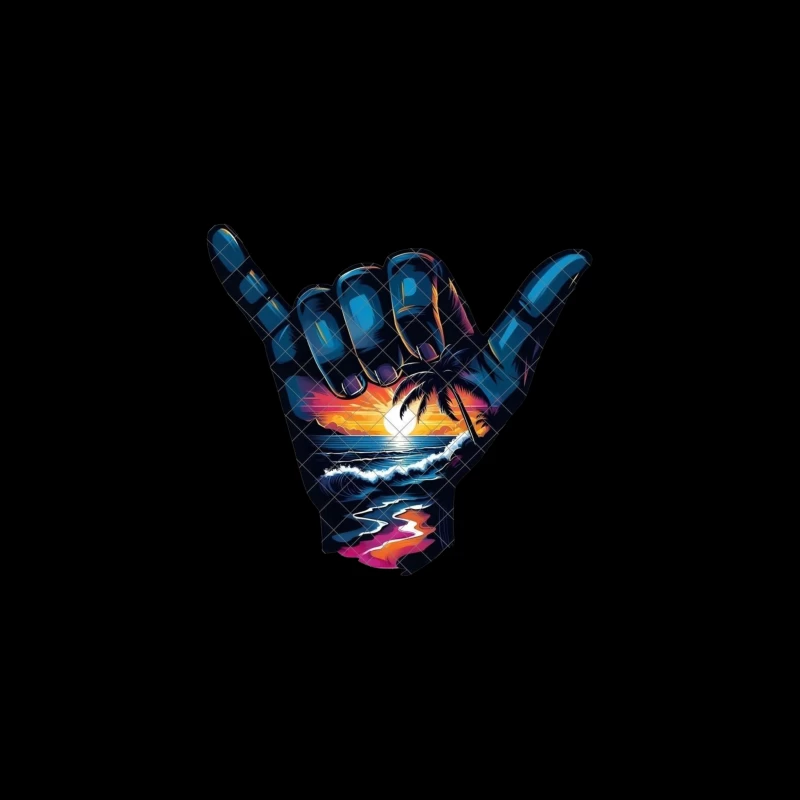 Shaka Sign with Tropical Sunset and Ocean Scene Desk Mat