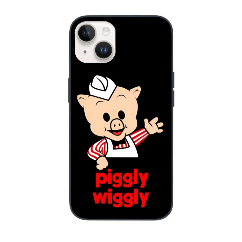 Piggly Wiggly Grocery Store Cartoon Pig Mascot Logo iPhone Case