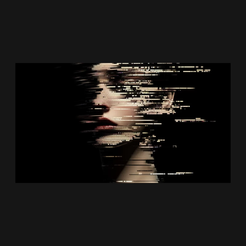 Fragmented Digital Portrait: A Glitch Art Mystery Desk Mat