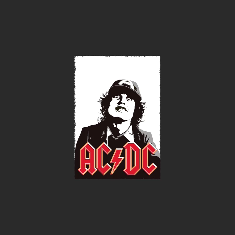 Black and White Artistic Portrait with AC/DC Rock Band Logo Baseball Cap