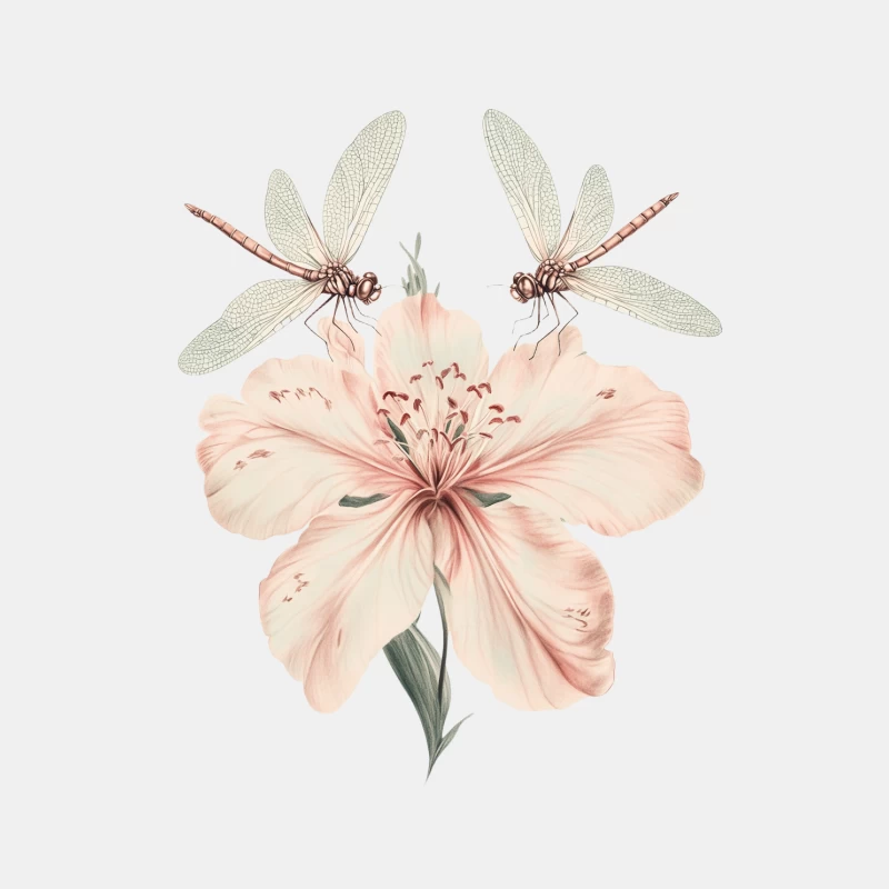 Delicate Dragonflies Perched on Pastel Lily Illustration Male Tank Top
