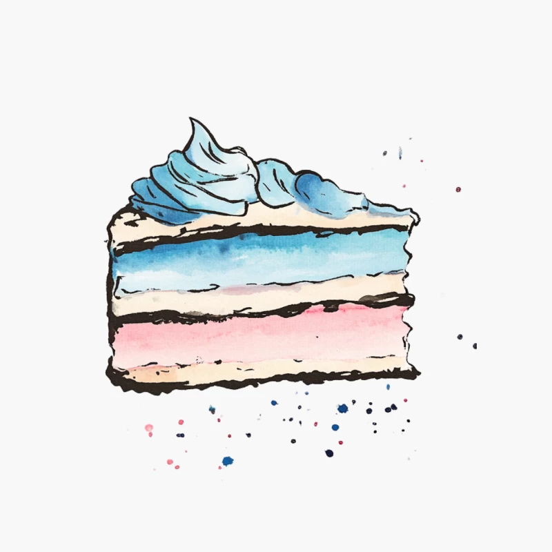 Watercolor Illustration of Pastel Layered Cake Slice Cotton Tote Bag