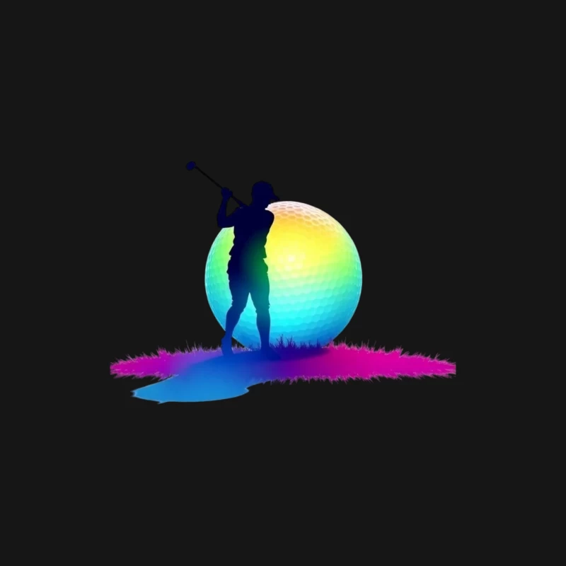 Colorful Golfer Silhouette with Rainbow Golf Ball Male Long Sleeve T-Shirt