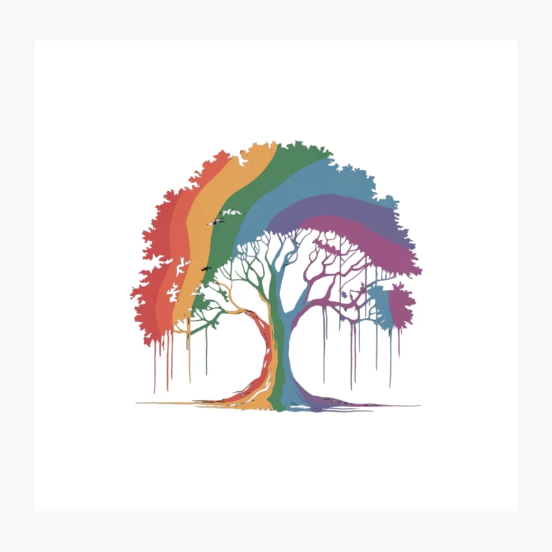 Vibrant Rainbow Tree: A Colorful Symbol of Nature and Diversity Throw Pillow