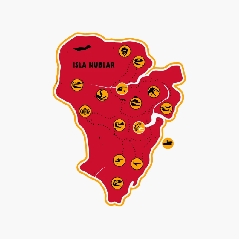 Isla Nublar: Jurassic Park's Iconic Red Island Map Cotton Tote Bag
