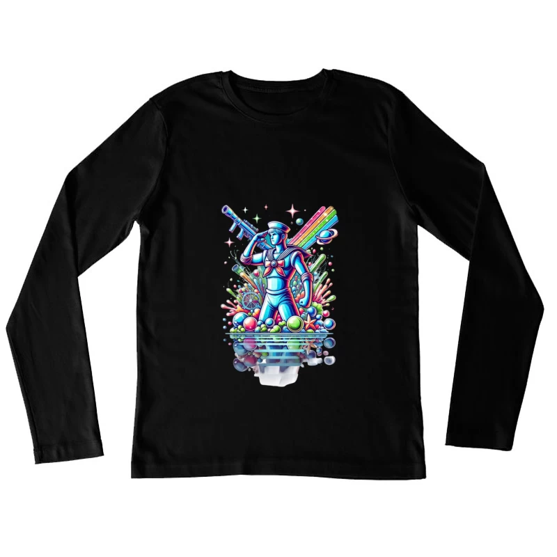 Retro Neon Sailor Fantasy Art Female Long Sleeve T-Shirt