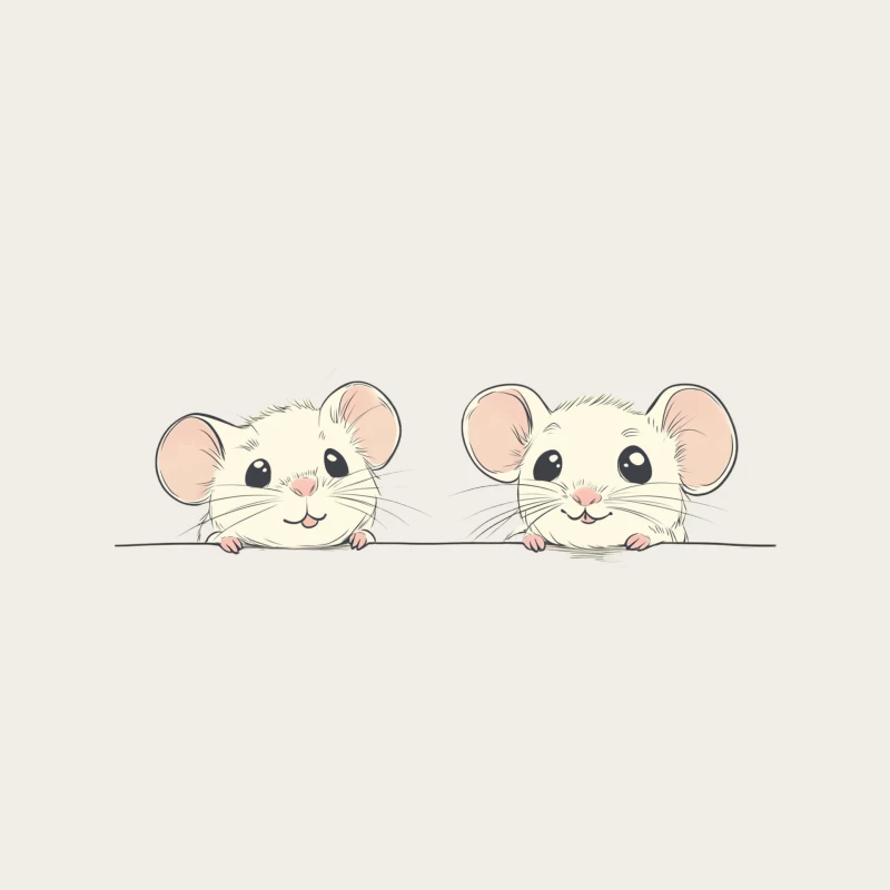Cute Cartoon Mice Pair Illustration in Kawaii Style Bucket Hat