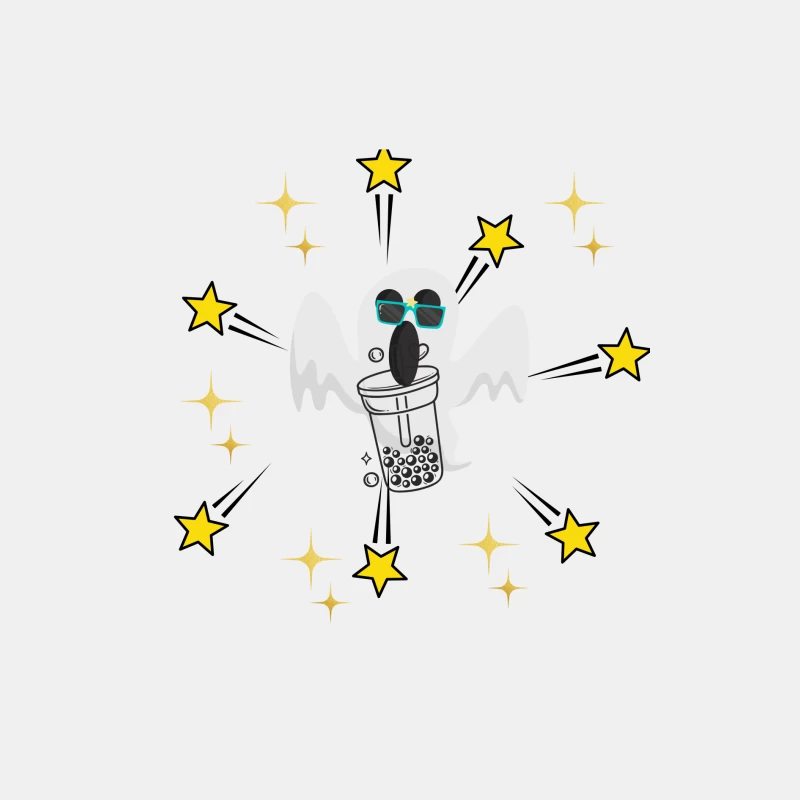 Cool Ghost Drinking Boba Tea with Stars Male Tank Top