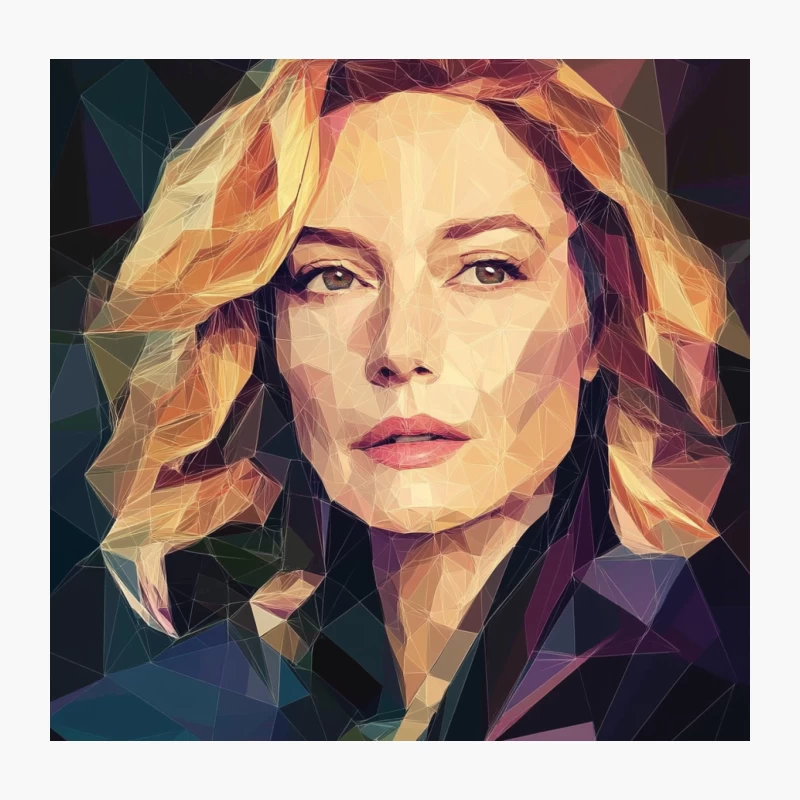 Geometric Portrait: Blonde Woman with Intense Gaze Throw Pillow