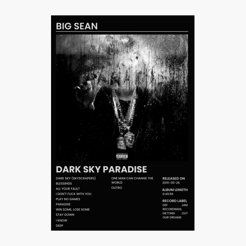 Big Sean's "Dark Sky Paradise" Hip Hop Album Cover with Tracklist Cotton Tote Bag