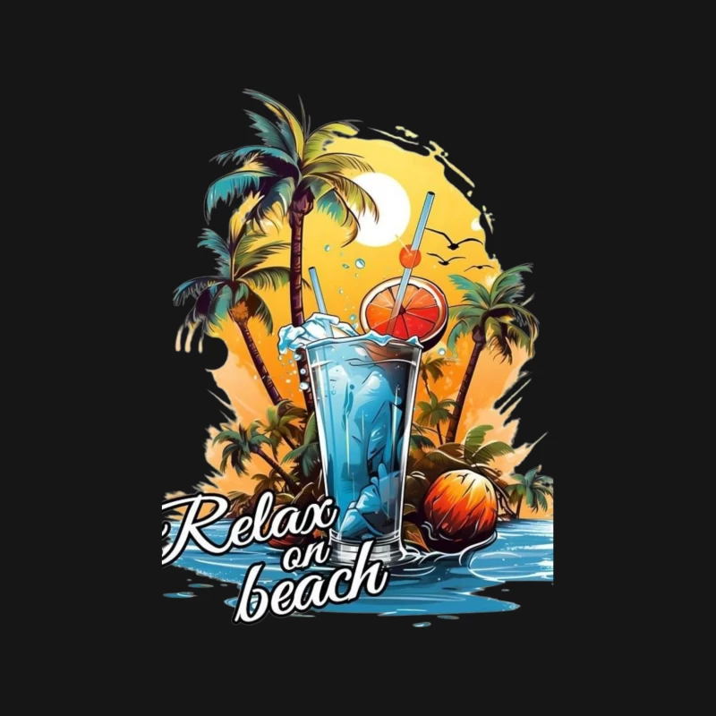 Beach Relaxation Cocktail Male Long Sleeve T-Shirt