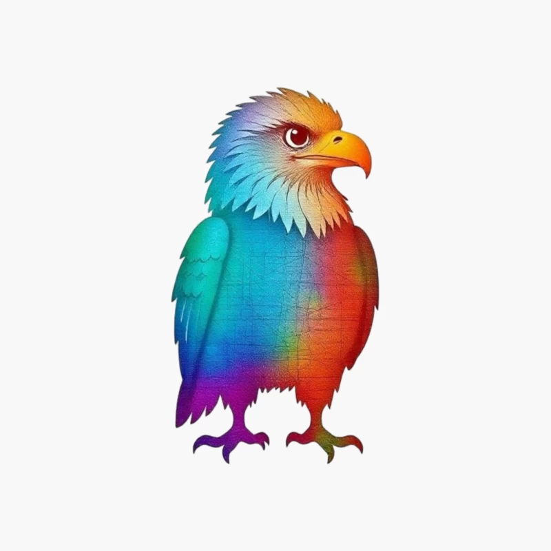 Rainbow-Colored Eagle Fantasy Digital Illustration Cotton Tote Bag