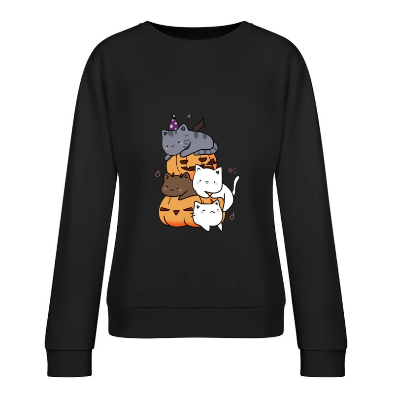 Niedliche Katzen mit Kürbissen Damen Pullover Sweatshirt
