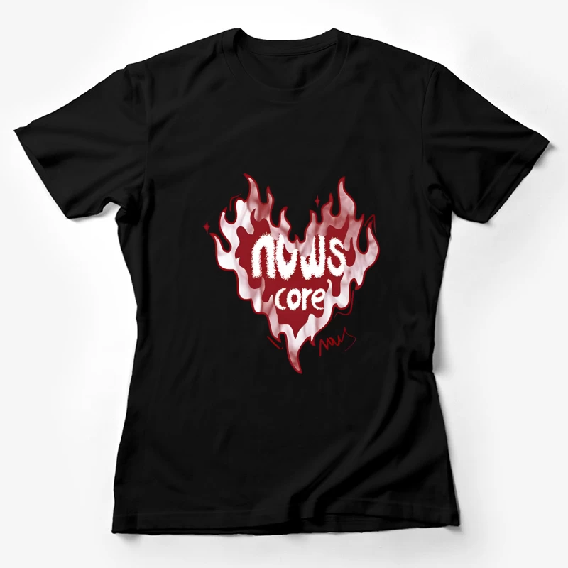 Flammendes Herzdesign mit Text Damen T-Shirt