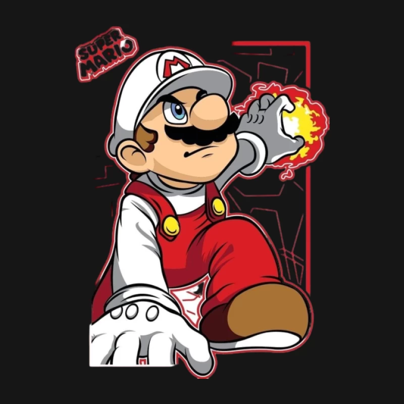 Feuer Mario in Aktion Herren T-Shirt