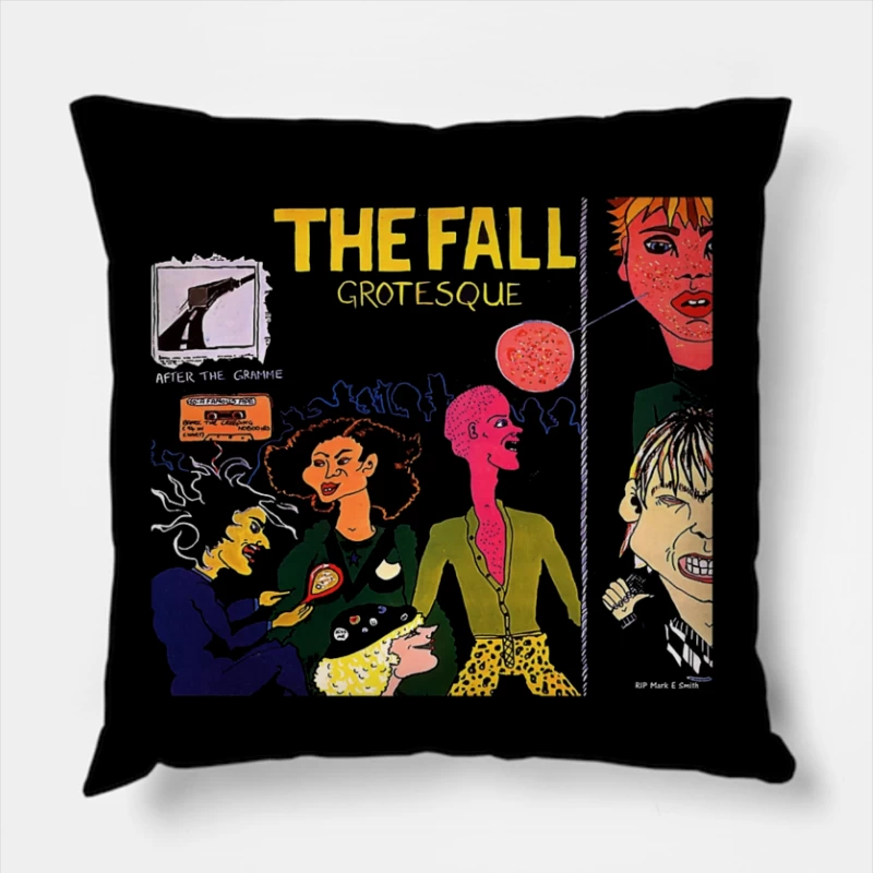 The Fall's "Grotesque" Post-Punk Album Cover Illustration Throw Pillow