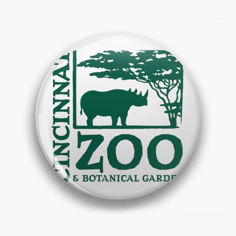 Cincinnati Zoo & Botanical Garden Logo with Rhinoceros and Acacia Tree Pin