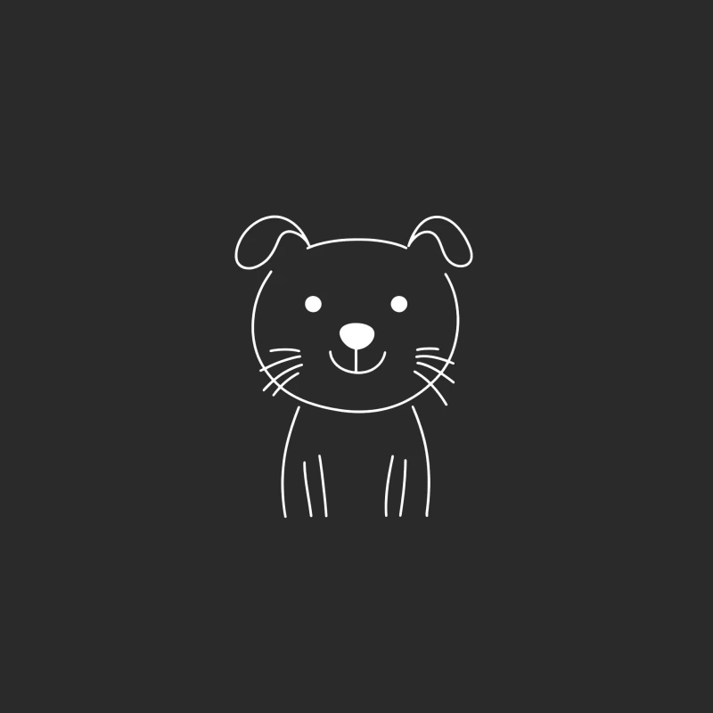 Simple Cartoon Dog Sketch: Cute Minimalist Outline Drawing Baseball Cap