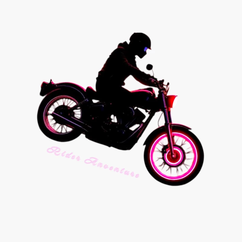 Neon-Glowing Vintage Motorcycle Rider Silhouette Cotton Tote Bag