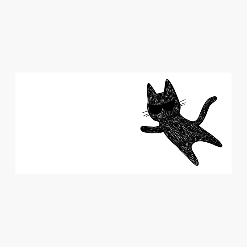 Cool Black Cat Sketch with Sunglasses Coffee Mug