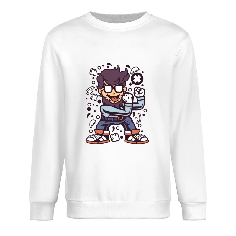 Personnage de dessin animé joyeux Homme Sweat-shirt à enfiler