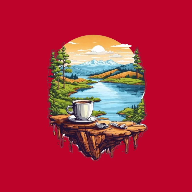 Scenic Coffee Landscape Tapestry