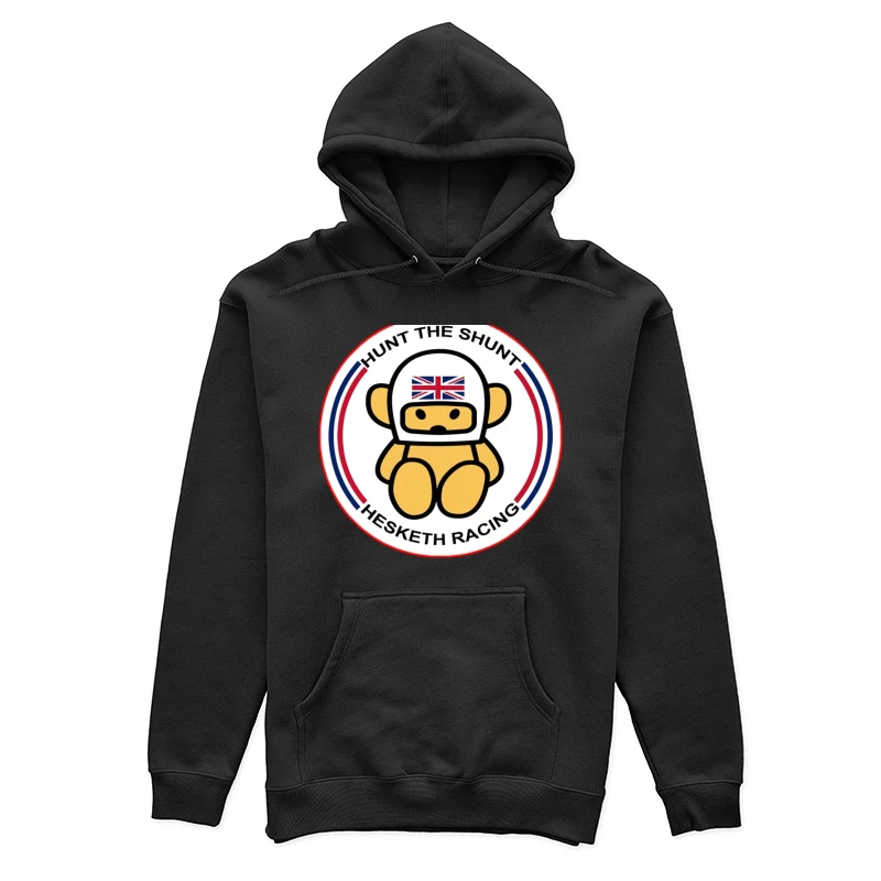 Hesketh Racing "Hunt the Shunt" Retro Motorsport Logo with British Bear Mascot Female Pullover Hoodie