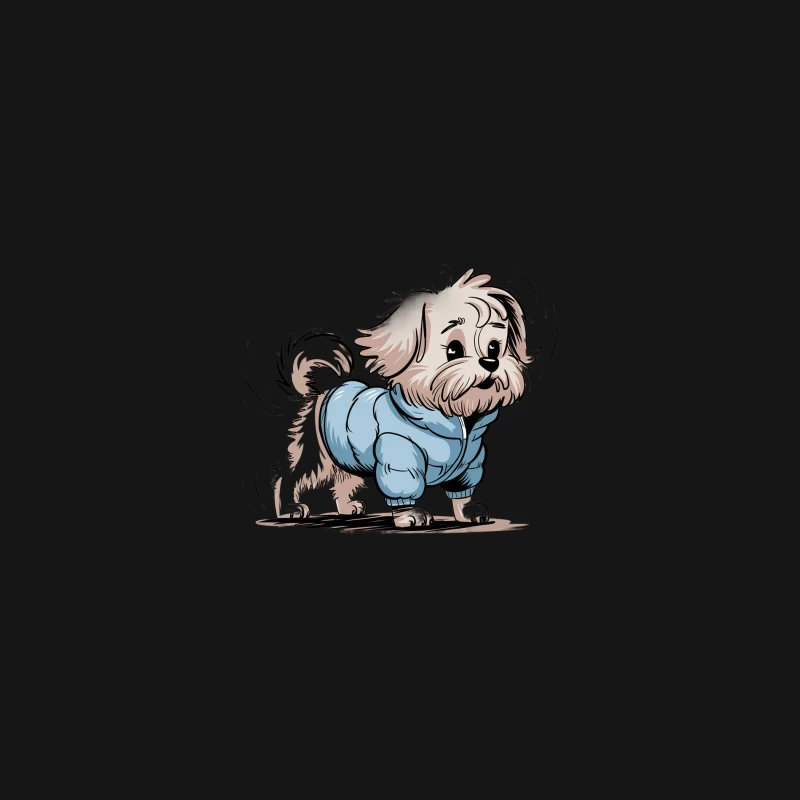 Adorable Cartoon Puppy in Blue Jacket Desk Mat
