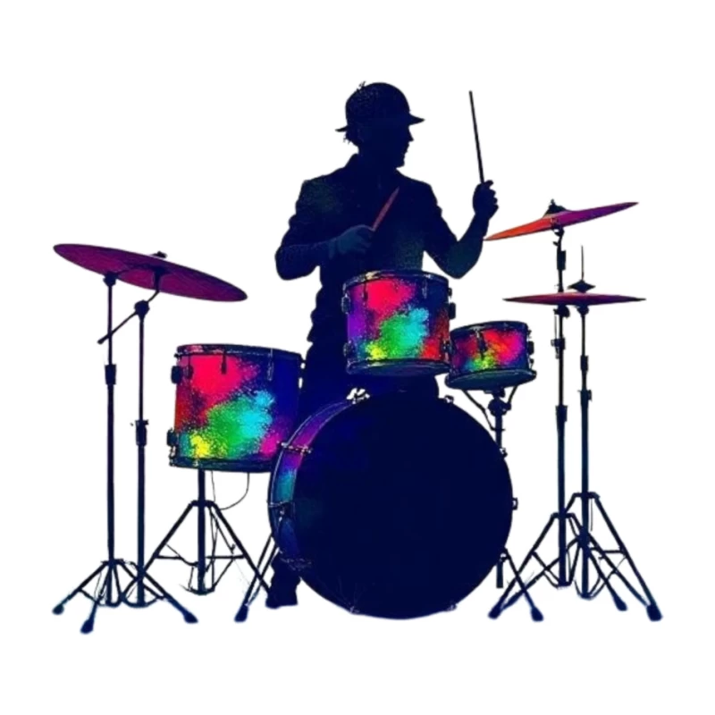 Colorful Silhouette of a Drummer Pin
