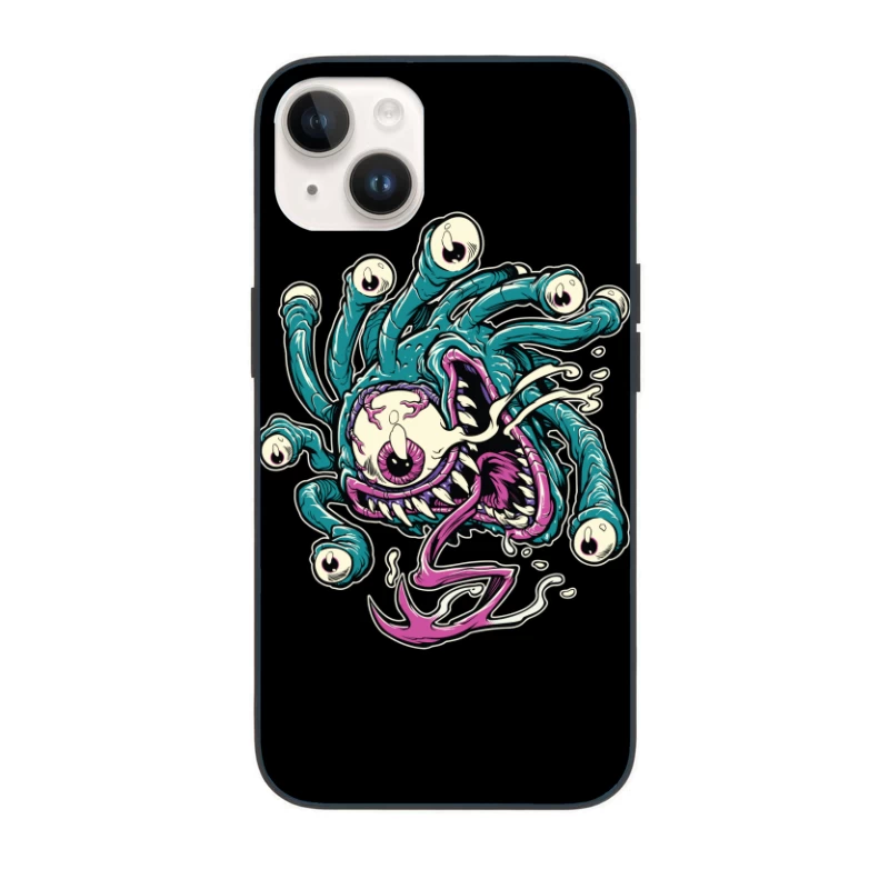 Colorful Cartoon Monster with Tentacles and Eyes iPhone Case