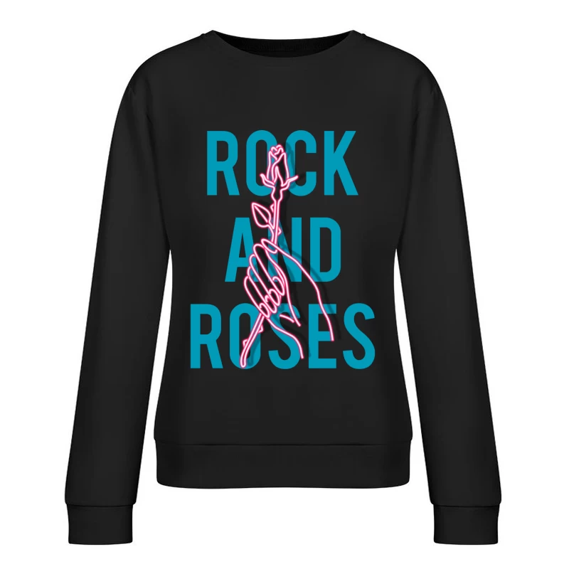 Rock et Roses - Design néon artistique Femme Sweat-shirt à enfiler