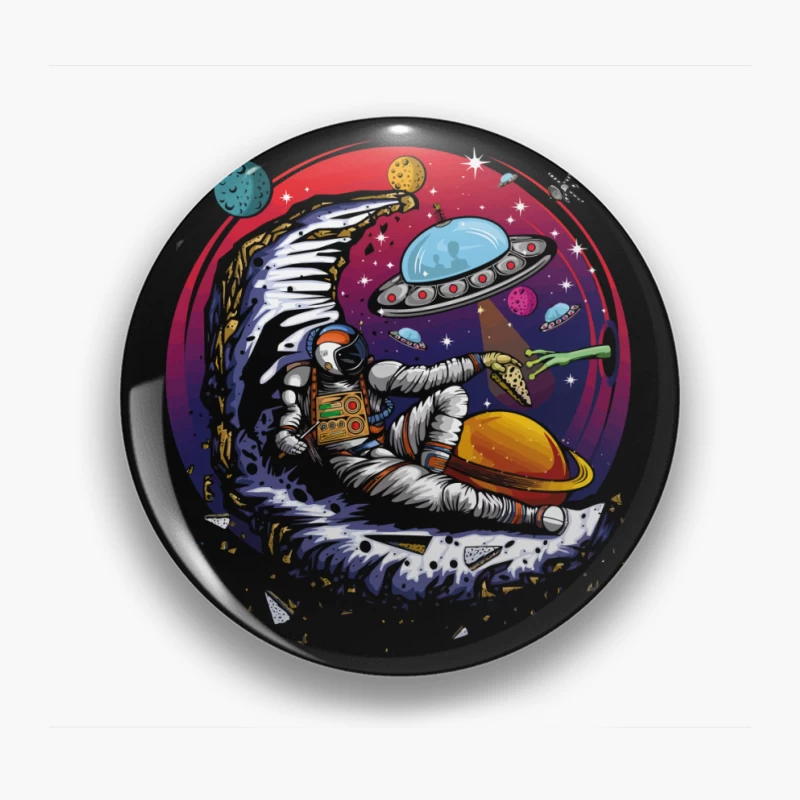 Pizza in the Cosmos: Delight for an Astronaut Pin