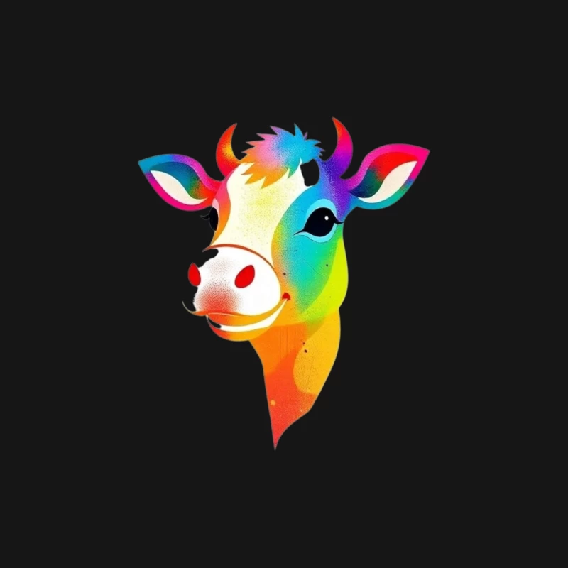 Colorful Cartoon Cow Illustration Male Long Sleeve T-Shirt