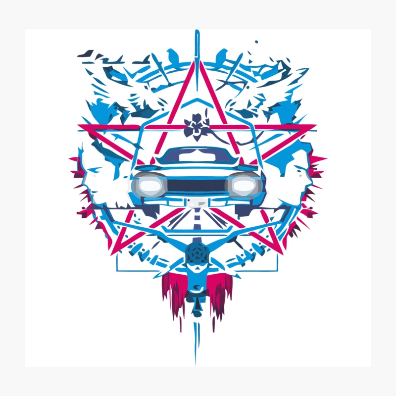Abstract Retro Car Geometric Design Throw Pillow
