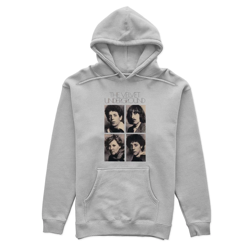 Vintage Black and White Portrait Collection of The Velvet Underground Band Members Female Pullover Hoodie