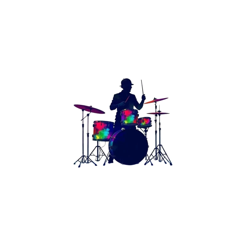 Colorful Silhouette of a Drummer Coffee Mug
