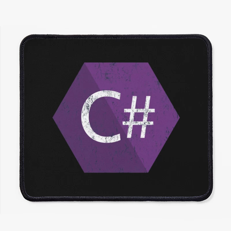 C# Programming Language Logo in Purple Hexagon Mouse Pad