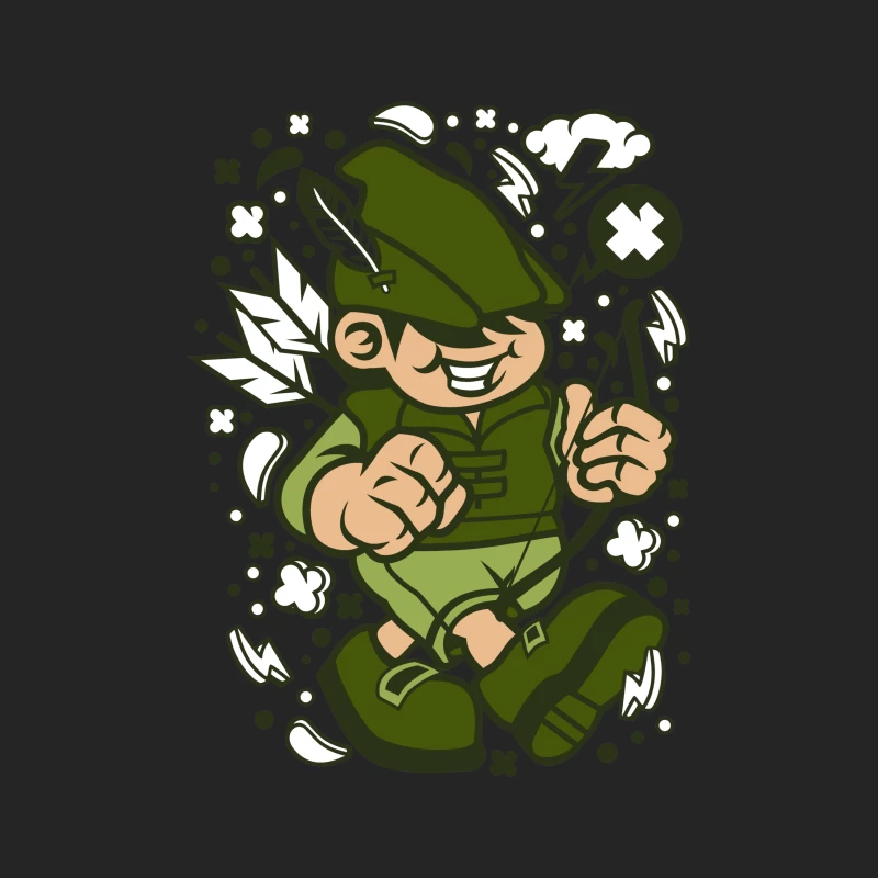 Personnage ludique en tenue verte Homme Sweat-shirt à enfiler