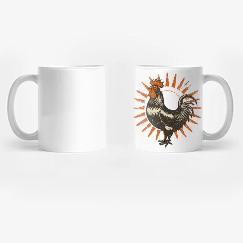 Retro Sun Rooster Coffee Mug