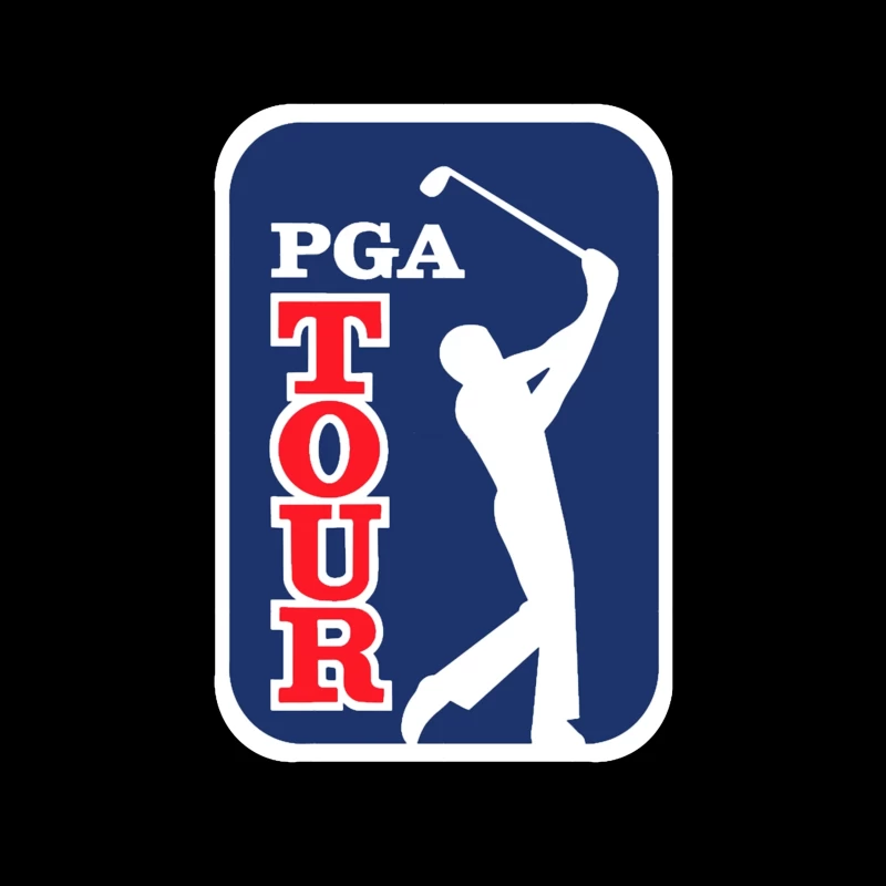 Official PGA Tour Professional Golf Logo with Silhouetted Golfer Throw Pillow