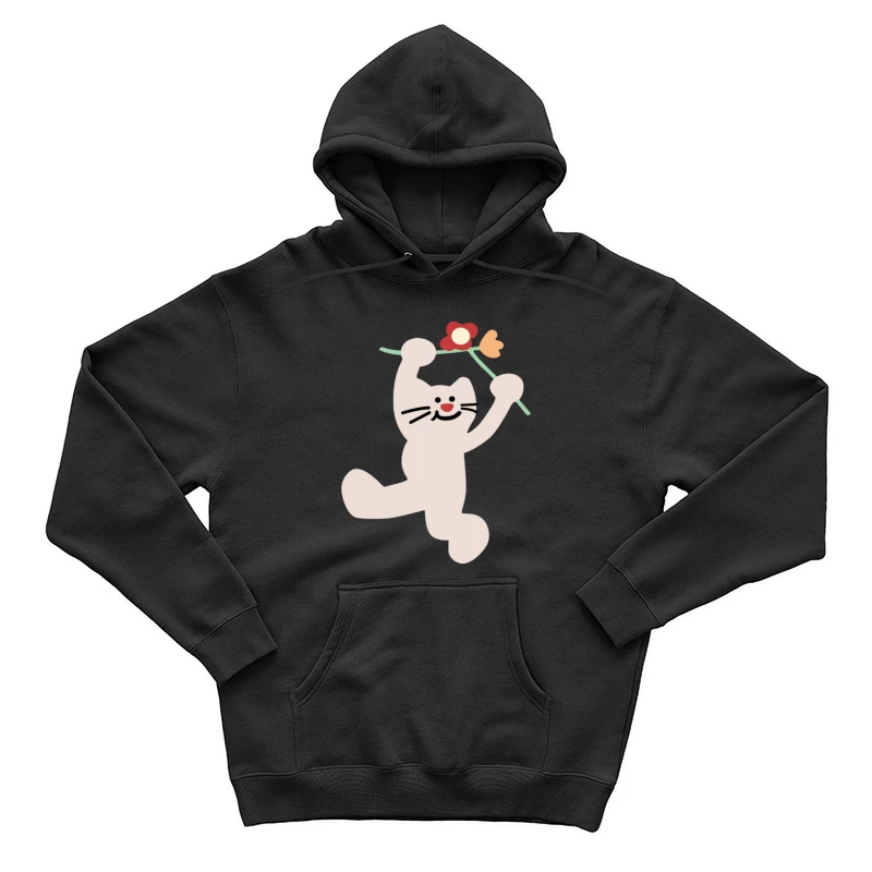 Fröhliche Katze mit Blumen Herren Pullover Hoodie