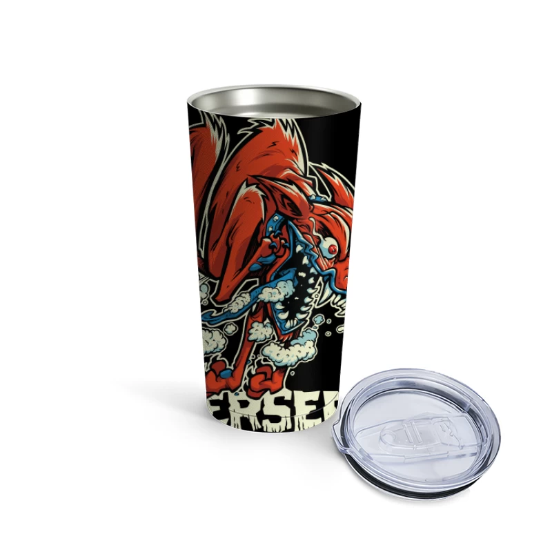 Aggressive Cartoon Wolf Berserk Art Travel Mug