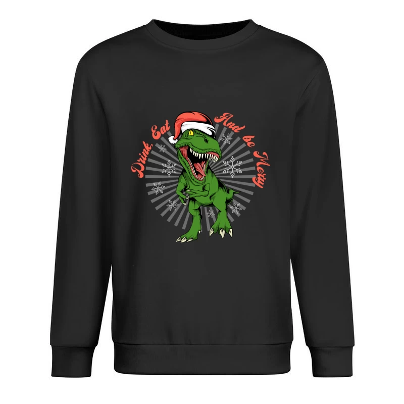 Festive Dinosaur Christmas Fun Male Pullover Sweatshirt