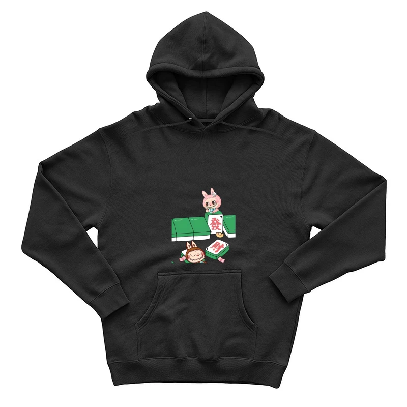 Niedliche Häschen mit Mahjong-Steinen Herren Pullover Hoodie